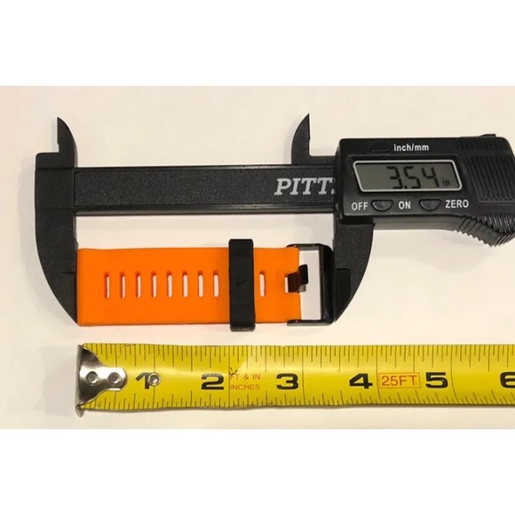 Watch Band 25mm Orange Black Silicone Rubber Replacement for Nixon 51-30 Garmin - Picture 8 of 10